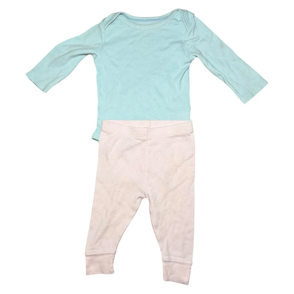 Baby Girl Outfit Lot 6 Pc 0-3M 3-6M Bodysuit Leggings Set Pink Floral Polka